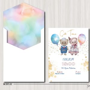 Προσκλητήριο Βάπτισης με θέμα Αρκουδάκι